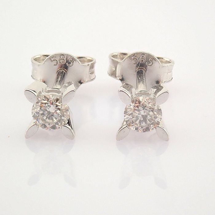 Certificated 14K White Gold Diamond Earring / Total 0.24 ct