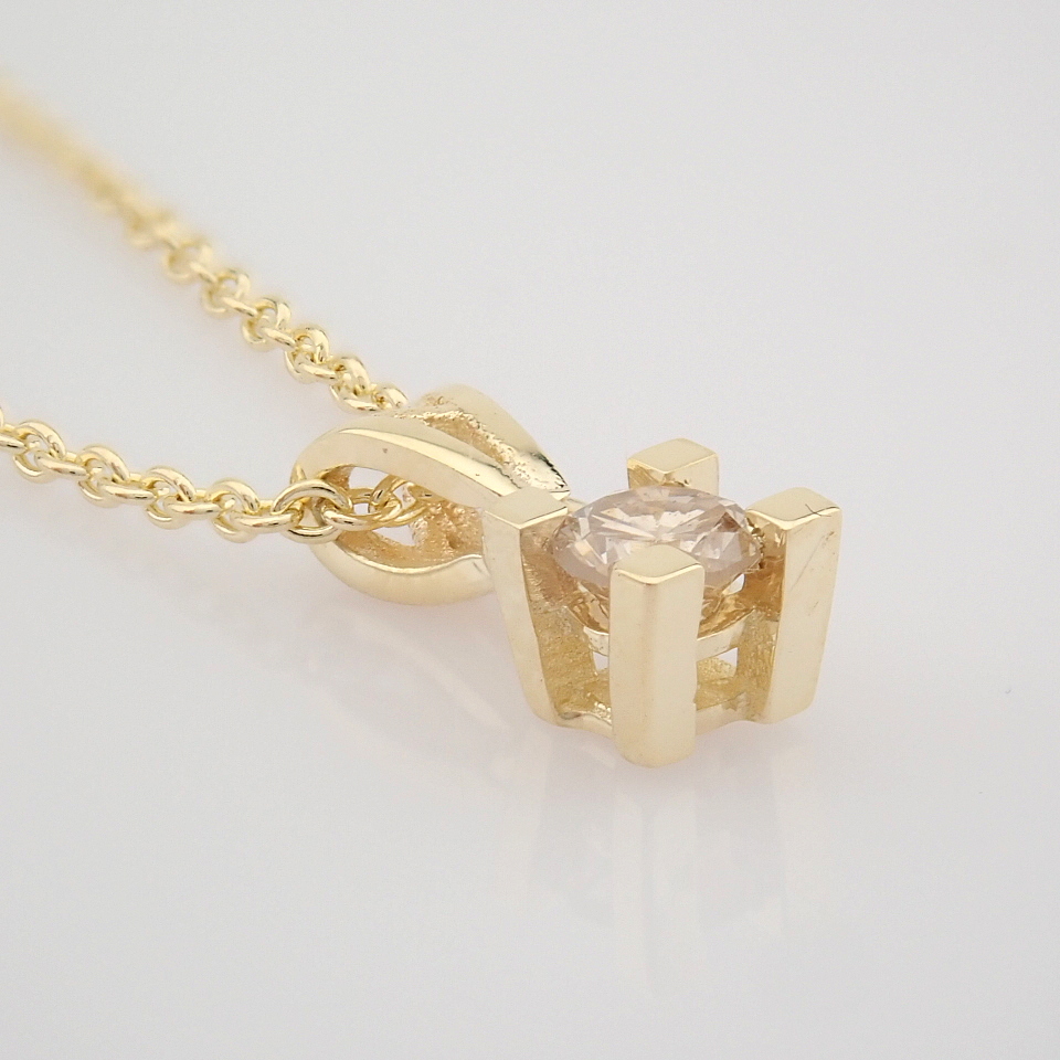 Certificated 14K Yellow Gold Diamond Solitaire Necklace / Total 0.1 ct - Image 2 of 8