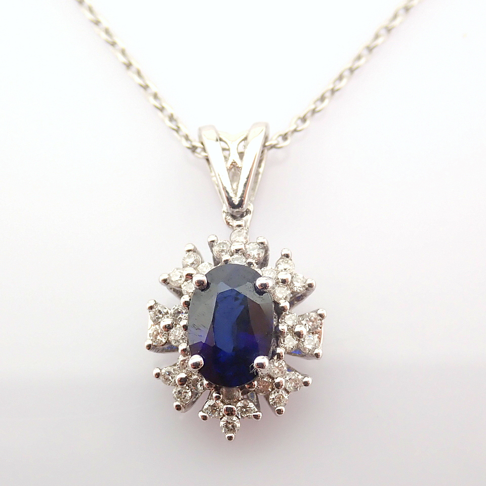 Certificated 18K White Gold Diamond & Sapphire Necklace / Total 0.7 ct - Image 6 of 6