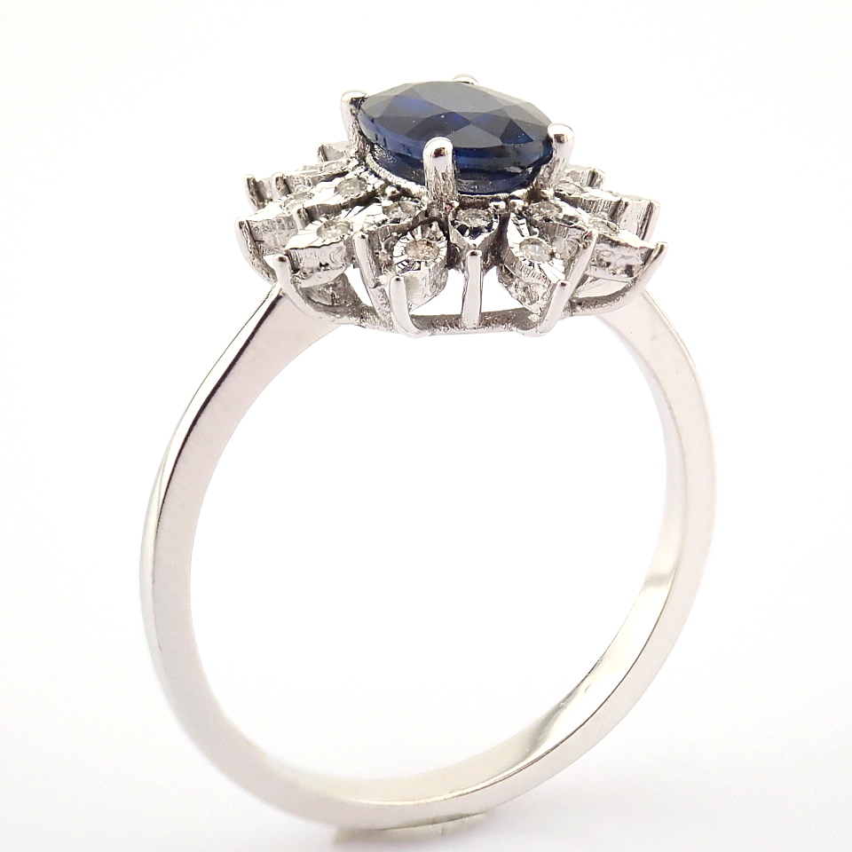 Certificated 14K White Gold Diamond & Sapphire Ring / Total 1.02 ct - Image 4 of 8