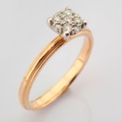 Certificated 14K White and Rose Gold Diamond Ring / Total 0.16 ct