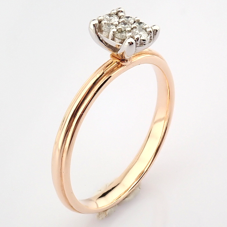 Certificated 14K White and Rose Gold Diamond Ring / Total 0.13 ct - Image 4 of 7