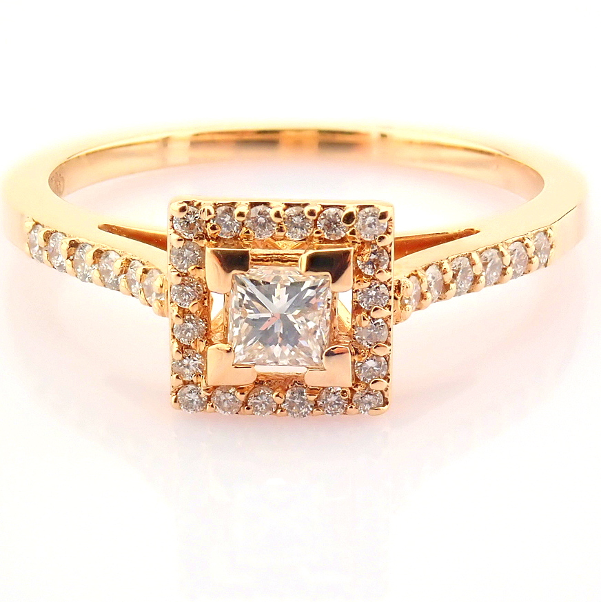 Certificated 14K Yellow and Rose Gold Diamond Ring / Total 0.27 ct