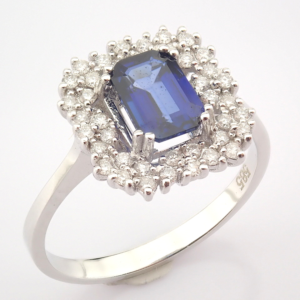 Certificated 14K White Gold Diamond & Sapphire Ring / Total 1.29 ct - Image 2 of 7
