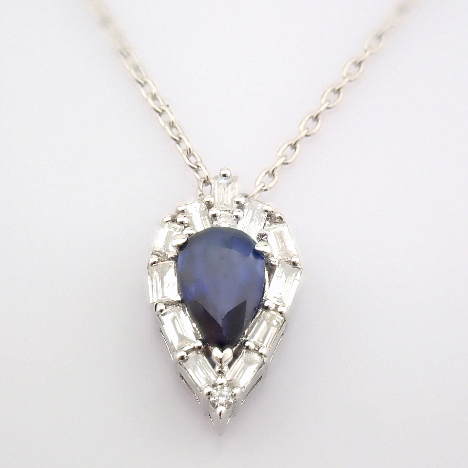 Certificated 14K White Gold Diamond & Sapphire Necklace / Total 0.51 ct - Image 5 of 8