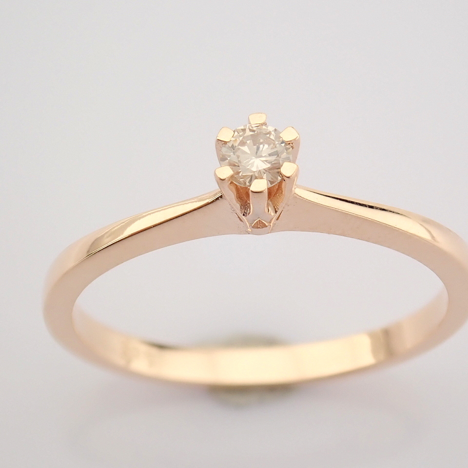 Certificated 14K Rose/Pink Gold Diamond Solitaire Ring / Total 0.1 ct - Image 8 of 8