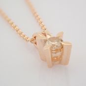 Certificated 14K Rose/Pink Gold Diamond Solitaire Necklace / Total 0.1 ct