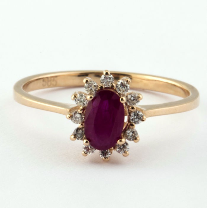 Certificated 14K Rose/Pink Gold Diamond & Ruby Ring / Total 0.65 ct - Image 2 of 6