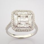 Certificated 14K White Gold Diamond Ring / Total 0.99 ct