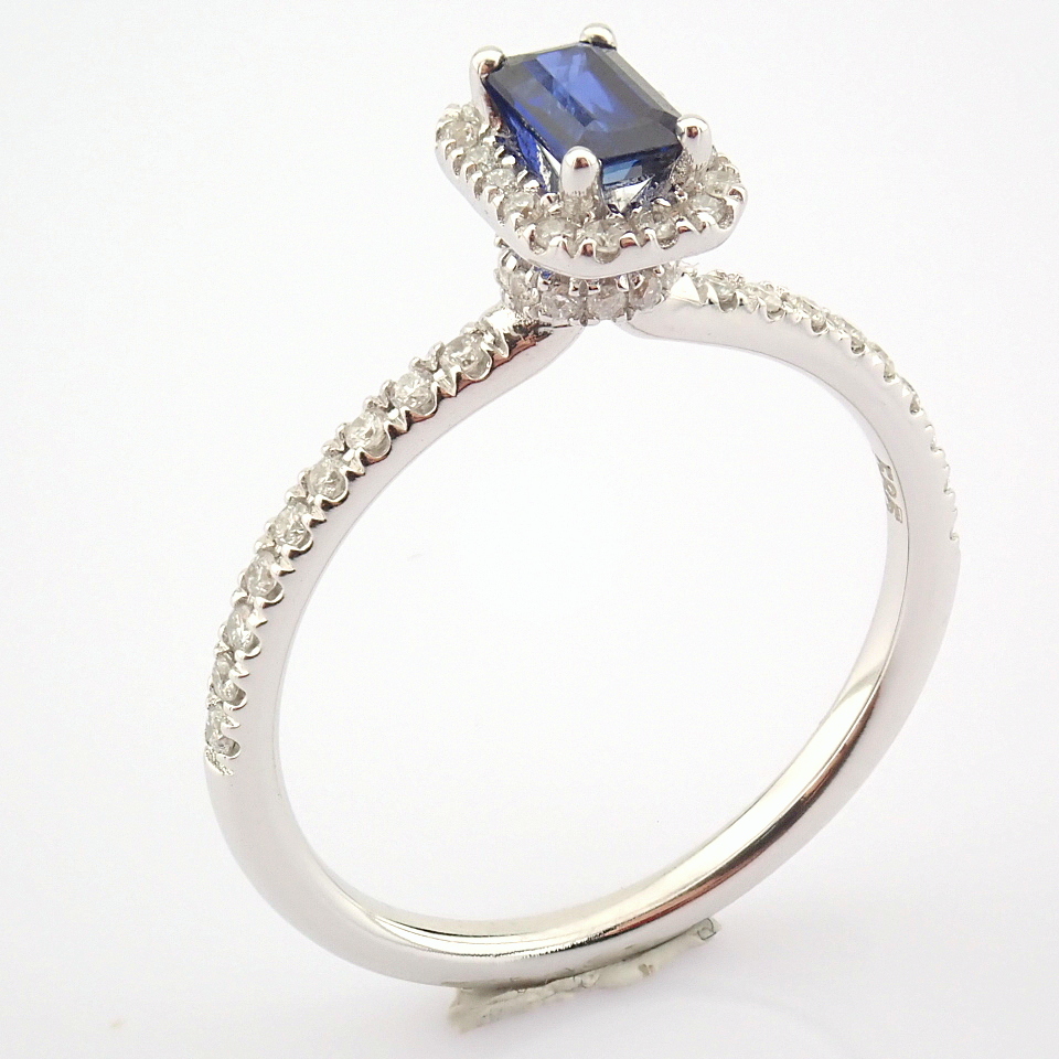 Certificated 14K White Gold Diamond & Sapphire Ring / Total 0.63 ct - Image 3 of 9