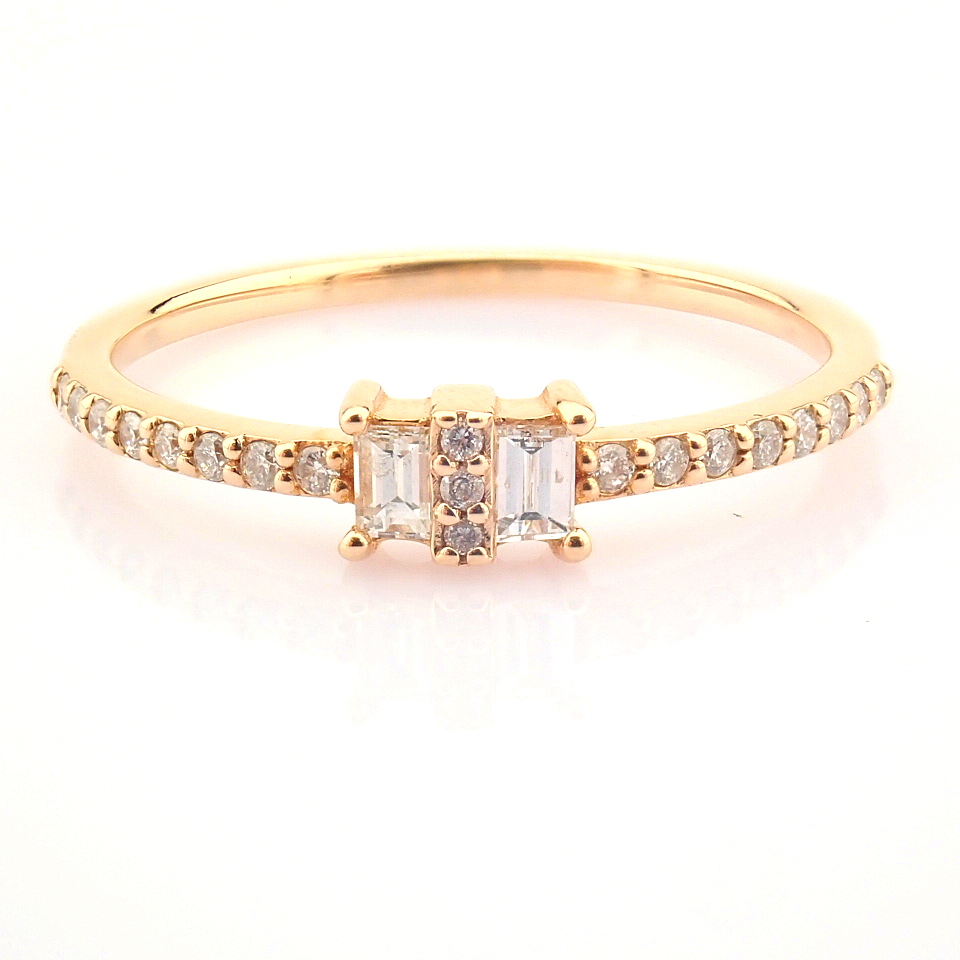 Certificated 14K Rose/Pink Gold Diamond Ring / Total 0.19 ct - Image 5 of 7