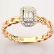 Certificated 14K White and Rose Gold Diamond Ring / Total 0.15 ct
