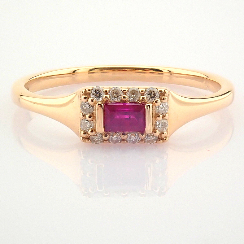 Certificated 14K Rose/Pink Gold Diamond & Ruby Ring / Total 0.28 ct - Image 5 of 7
