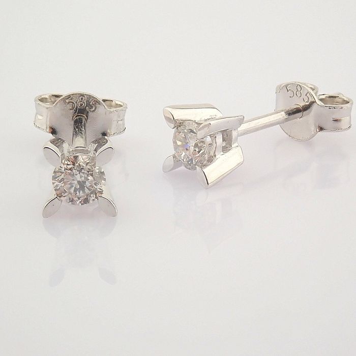 Certificated 14K White Gold Diamond Earring / Total 0.24 ct - Image 2 of 7
