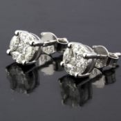 Certificated 14K White Gold Diamond Earring / Total 0.66 ct