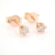 Certificated 14K Rose/Pink Gold Diamond Solitaire Earring / Total 0.2 ct