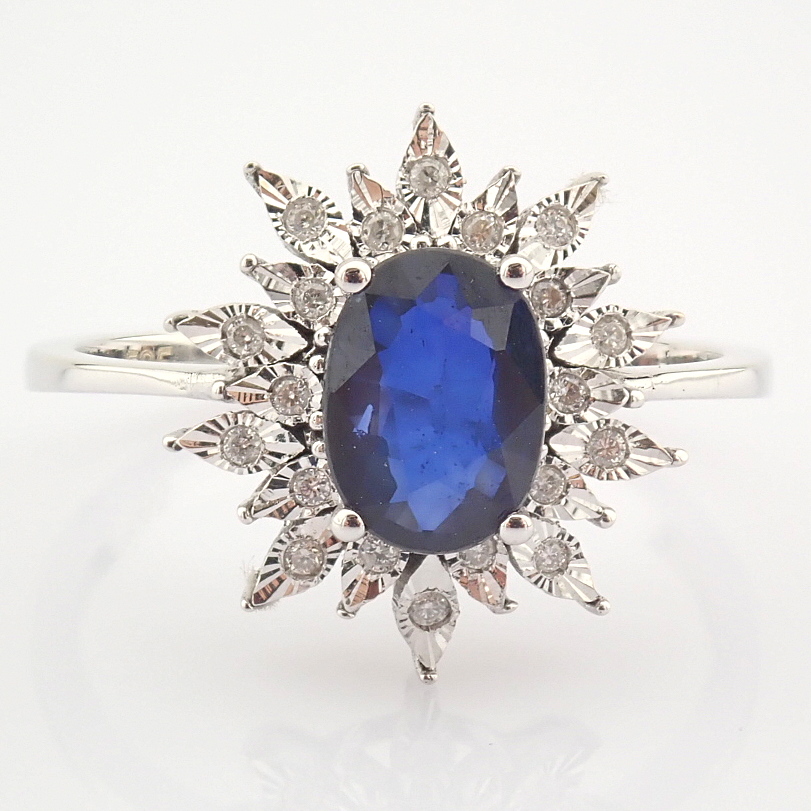 Certificated 14K White Gold Diamond & Sapphire Ring / Total 1.02 ct - Image 8 of 8