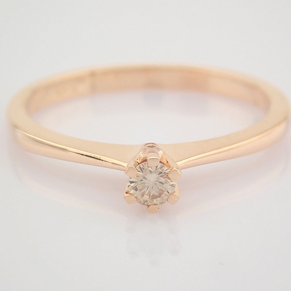 Certificated 14K Rose/Pink Gold Diamond Solitaire Ring / Total 0.1 ct - Image 6 of 8