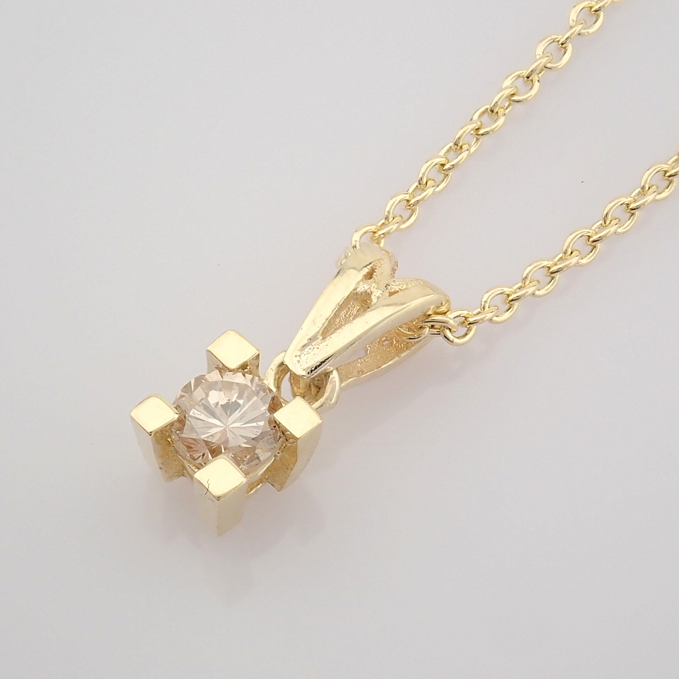 Certificated 14K Yellow Gold Diamond Solitaire Necklace / Total 0.1 ct - Image 5 of 8