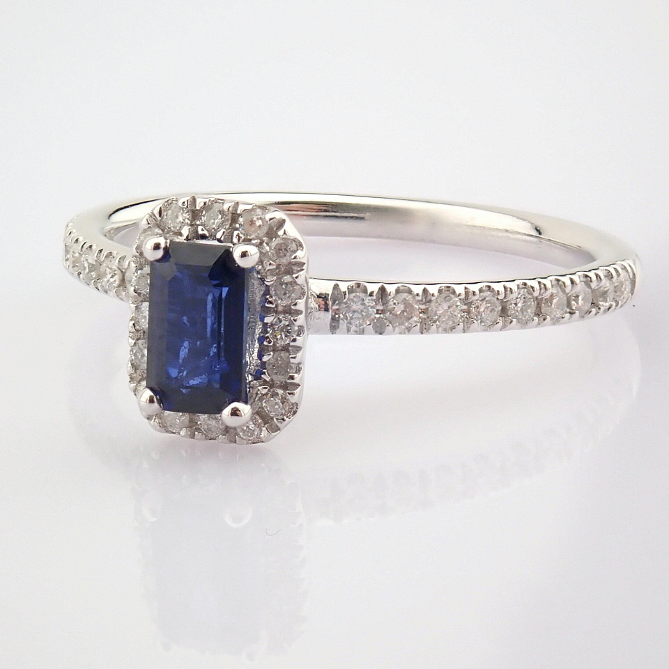 Certificated 14K White Gold Diamond & Sapphire Ring / Total 0.63 ct - Image 8 of 9