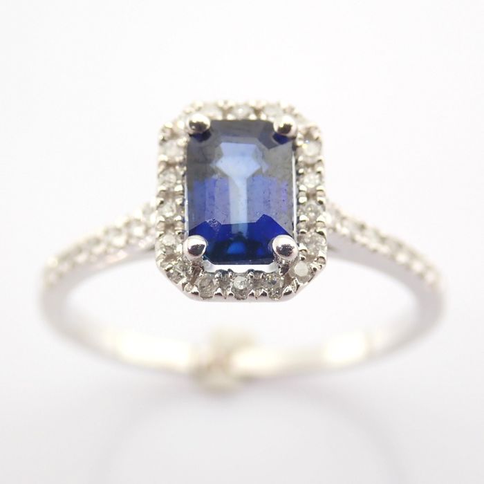 Certificated 14K White Gold Diamond & Sapphire Ring / Total 0.89 ct - Image 3 of 6