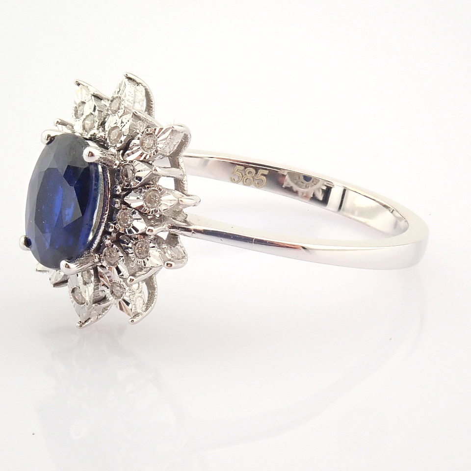 Certificated 14K White Gold Diamond & Sapphire Ring / Total 1.02 ct - Image 5 of 8