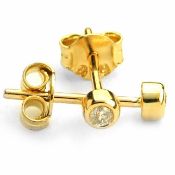 Certificated 14K Yellow Gold Diamond Earring / Total 0.16 ct