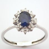 Certificated 18K White Gold Diamond & Sapphire Ring / Total 0.7 ct