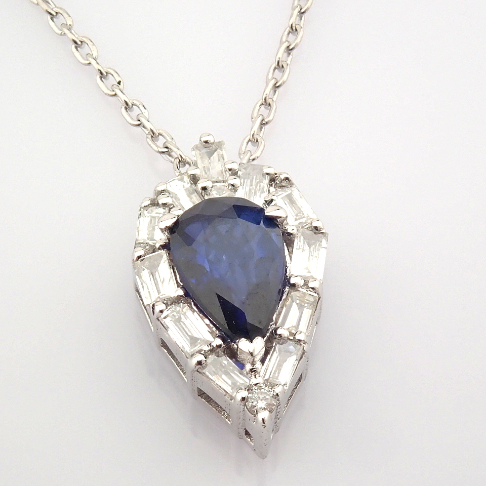 Certificated 14K White Gold Diamond & Sapphire Necklace / Total 0.51 ct - Image 3 of 8
