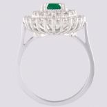 Certificated 14K White Gold Diamond & Emerald Ring / Total 2.1 ct