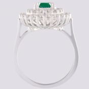 Certificated 14K White Gold Diamond & Emerald Ring / Total 2.1 ct