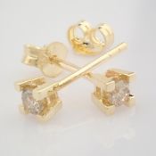 Certificated 14K Yellow Gold Diamond Solitaire Earring / Total 0.2 ct