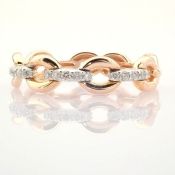 Certificated 14K Rose/Pink Gold Diamond Ring / Total 0.12 ct