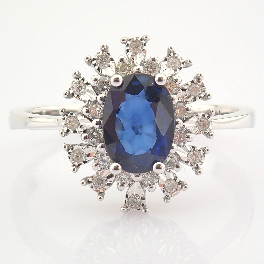 Certificated 14K White Gold Diamond & Sapphire Ring / Total 1.09 ct - Image 5 of 7