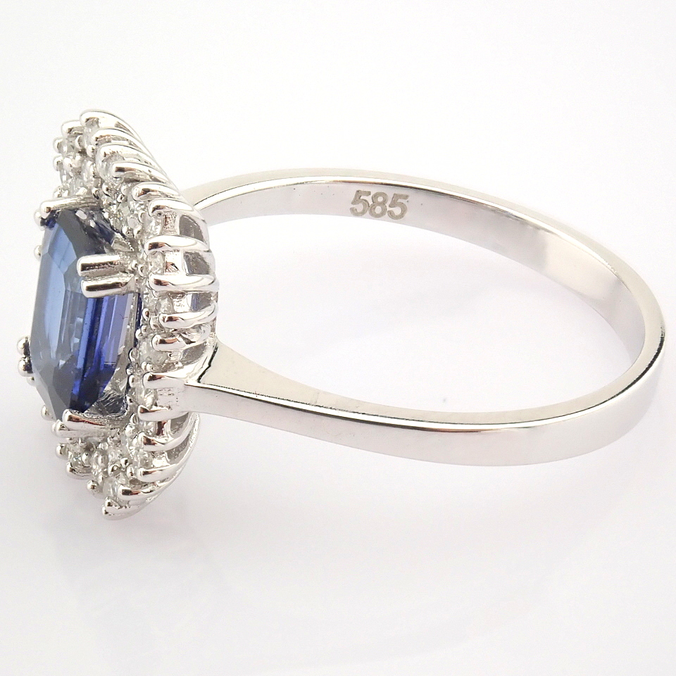 Certificated 14K White Gold Diamond & Sapphire Ring / Total 1.29 ct - Image 6 of 7