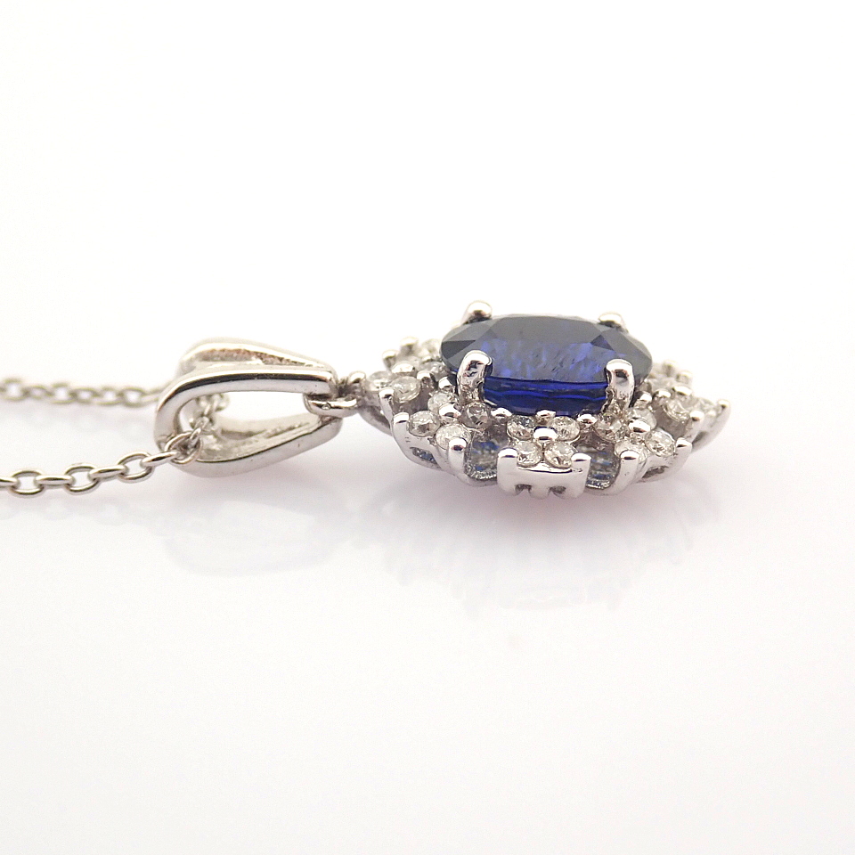 Certificated 18K White Gold Diamond & Sapphire Necklace / Total 0.7 ct - Image 5 of 6
