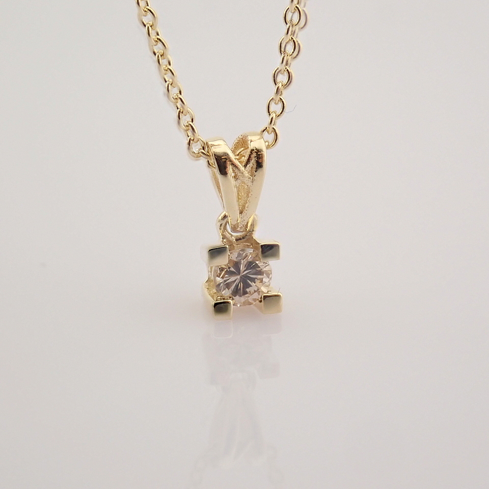 Certificated 14K Yellow Gold Diamond Solitaire Necklace / Total 0.1 ct - Image 8 of 8