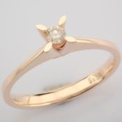 Certificated 14K Rose/Pink Gold Diamond Solitaire Ring / Total 0.1 ct