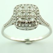 Certificated 14K White Gold Diamond Ring / Total 0.37 ct