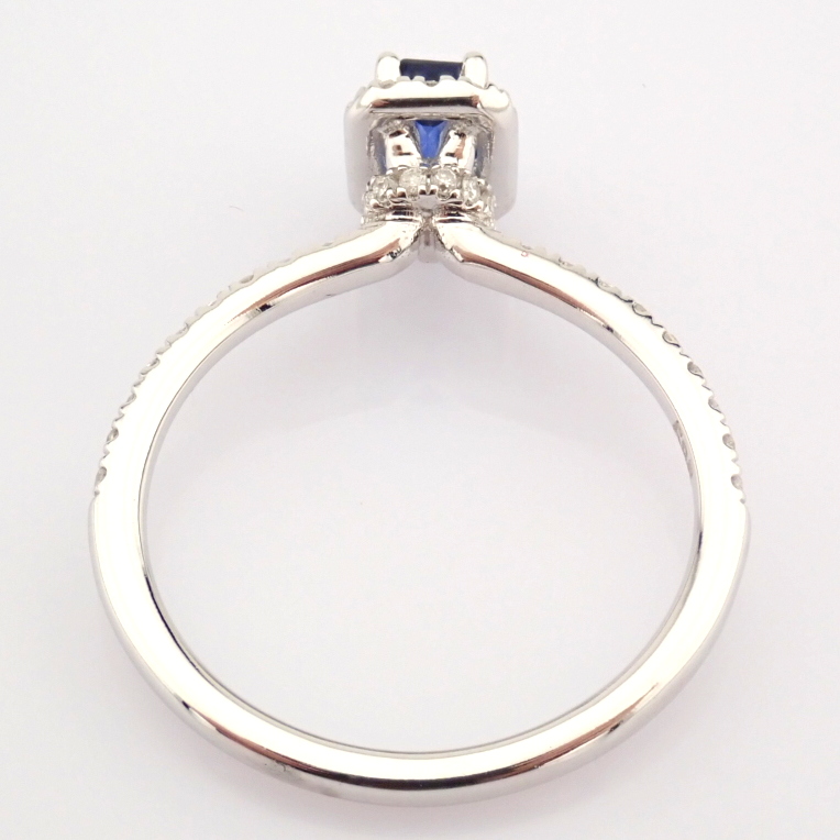 Certificated 14K White Gold Diamond & Sapphire Ring / Total 0.63 ct - Image 7 of 9