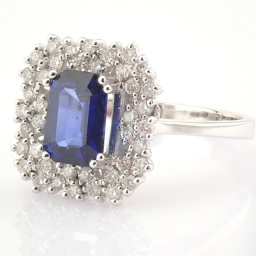 Certificated 14K White Gold Diamond & Sapphire Ring / Total 1.29 ct - Image 5 of 7