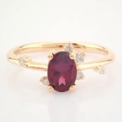 Certificated 14K Rose/Pink Gold Diamond & Rodalite Ring / Total 1.04 ct