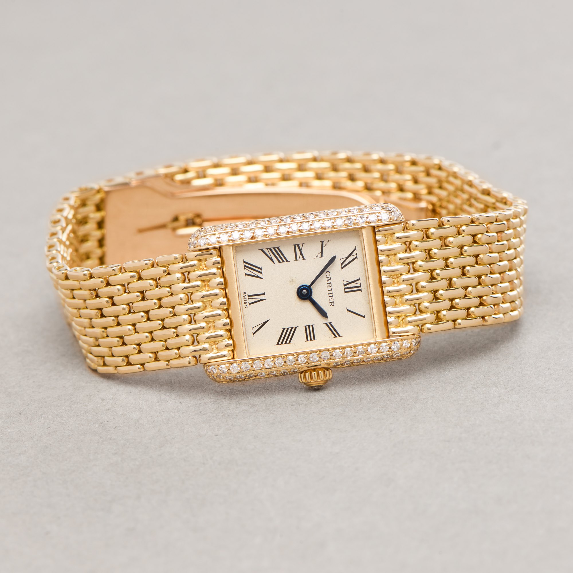 Cartier Tank Diamond 18K Yellow Gold Watch 82260177 or 1141 - Image 7 of 10