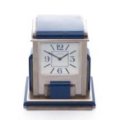 Travel Desk Clock Cartier Paris 'Mystery' Silver Plated Double Desk Clock 9118