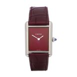 Cartier Tank Must de Cartier Burgundy Stainless Steel Watch WSTA0054 or 4323