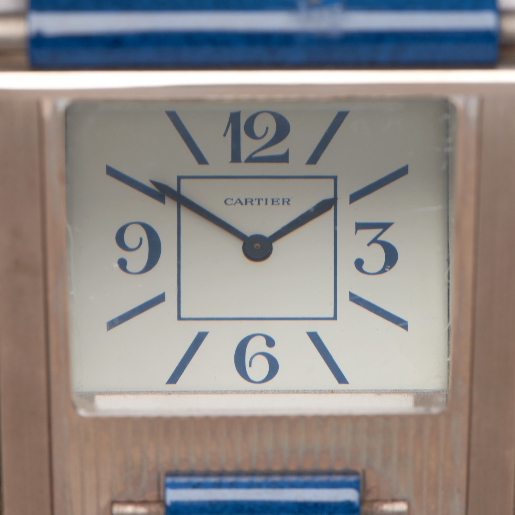 Travel Desk Clock Cartier Paris 'Mystery' Silver Plated Double Desk Clock 9118 - Image 2 of 11