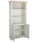 (21/Mez) RRP £175. Diva Bookcase Ivory and Oak. Two Tone Style. 3 Tiers of Shelves. (H180xW79xD39...