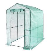 (83/Mez) RRP £70. Large Walk In Greenhouse. Built-in Shelving. Tough Steel Frame. Roll-up door wi...