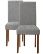 (142/Mez) RRP £160. 2x Diva Dining Chairs Grey. Upholstered Seats, Solid Rubberwood Legs. (H96xW4...