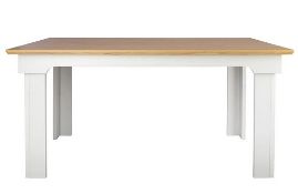 (15/Mez) RRP £190. Diva Dining Table Ivory and Oak. Detailed Frame. Two Tone Finish. (L150xW90xH7...